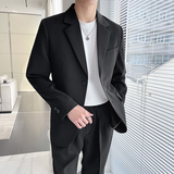 高级感西服套装男微阔两粒扣垂感西装两件套白色LJT5507-P235，男装西服套装，电商A213