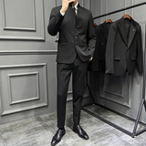 新中式立领西装三件套男高级感修身纽扣装饰西服套装SJT119-P258，男装西服套装，电商A213