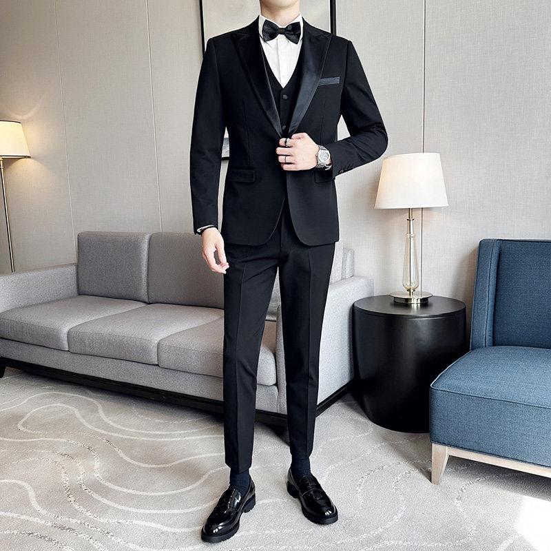 M-7XL主推款结婚西服男礼服塔士多拼接西装三件套SJT116-P200特，男装西服套装，电商A213