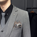 S-7XL主推款男士质感西服套装修身西装三件套黑色SJT102-P265，男装西服套装，电商A213