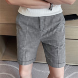 修身薄款格子西裤短裤型男时尚千鸟格五分裤男休闲裤K7702-P65，男装牛仔裤，电商A213