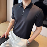 7A抗菌速干~抗起球~高级感半拉链短袖Polo衫翻领T恤PL98033-P63，男装Polo衫，电商A213
