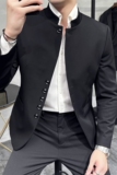 新中式立领小西装男休闲高级感修身西服中山装外套DX119-P137，男装西服套装，电商A213