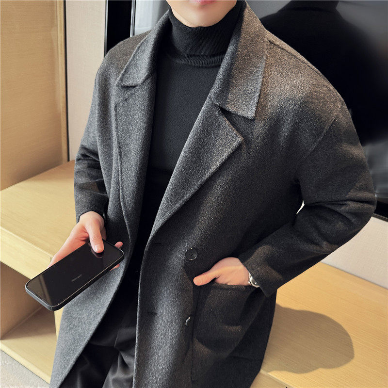 70%羊毛10%天丝5%羊绒高档双面呢大衣男中长款外套潮DY8868-P335,男装毛呢大衣,电商A213