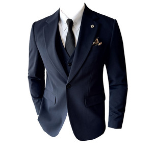 M-7XL一粒扣西装两件套男修身商务西服套装藏青色LJT7051-P150特图片