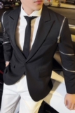 拉链设计感~质感高档帅气西服上衣男西装外套黑色DX8807-P185，男装西服套装，电商A213