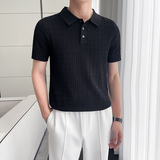 轻熟风~提花针织短袖T恤修身短袖Polo衫翻领tee白色PL9781-P68，男装T恤，电商A213