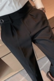 补齐大货~那不勒斯垂感高腰直筒裤休闲裤西裤男长裤黑色XK26-P75，男装西裤，电商A213