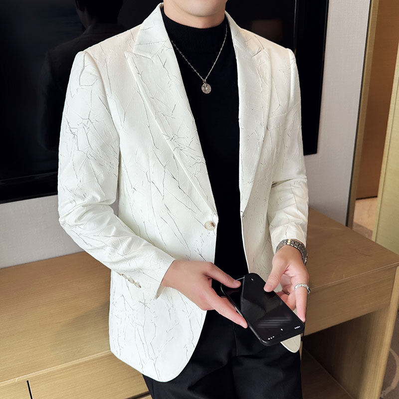 高级感提花西装外套男西服商务休闲戗驳领两粒扣单西DX632-P137，男装西服套装，电商A213