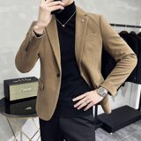 高级感男暗条纹毛呢休闲西服外套妮子西服加厚咖啡色DX6952-P155，男装西服，电商A213