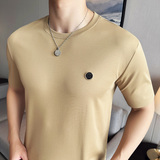 夏季薄款冰丝无痕弹力时尚短袖男T恤黑色T2516-P60，男装T恤，电商A213