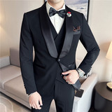 新郎结婚礼服主持人宴会西装男西服三件套塔士多西装SJT888-P265，男装西服，电商A213