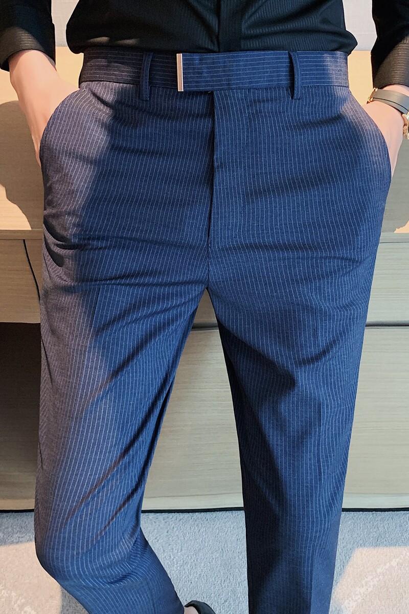 长期做~春秋质感细条纹西裤男士九分裤韩版修身小脚西裤JF112-P70,男装西裤,电商A213