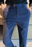 长期做~春秋质感细条纹西裤男士九分裤韩版修身小脚西裤JF112-P70，男装西裤，电商A213