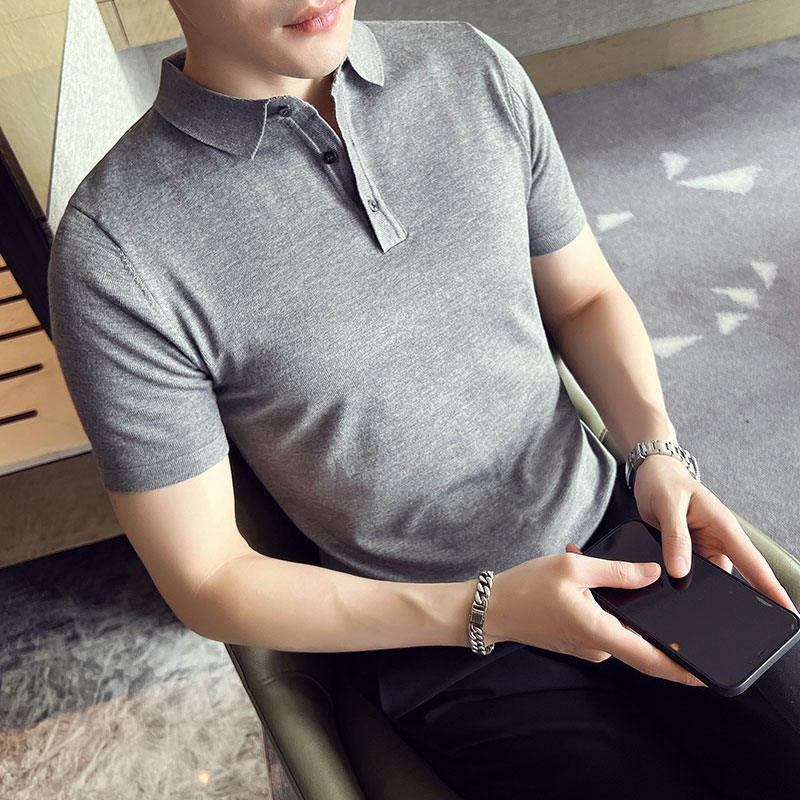 夏季冰丝薄款翻领针织短袖T恤男带领保罗衫修身polo衫PL9716-P47,男装T恤,电商A213