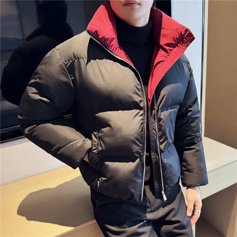 双面穿高级感加厚棉衣短款时尚保暖棉服立领外套黑色M23083-P193,男装棉衣,电商A213