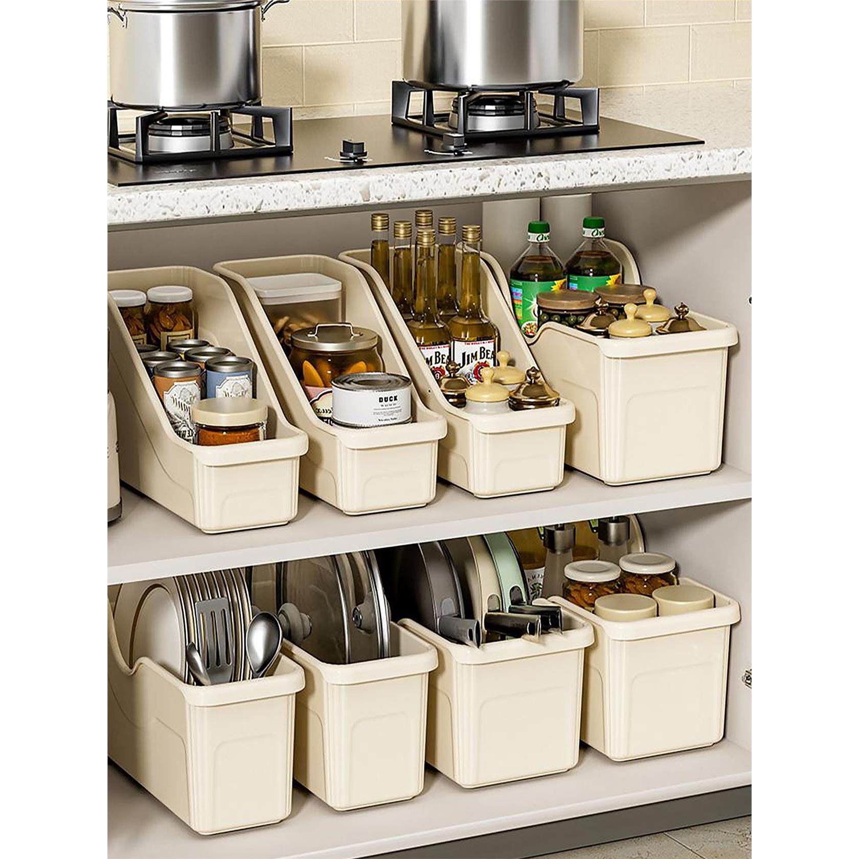 厨房锅具收纳盒整理盒锅盖调料带滑轮下水槽橱柜收纳多功能收纳架,收纳整理,桌面收纳盒,淘宝优惠券,粉丝福利购,淘宝优惠卷