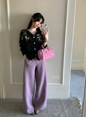 DARA ROSE-高级感毛乎乎的加绒加厚纯色长裤休闲裤