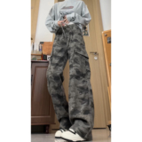 2026春季美式迷彩中性水洗阔腿裤男女牛仔裤GY7005P58控88Q，男装牛仔裤，电商B329