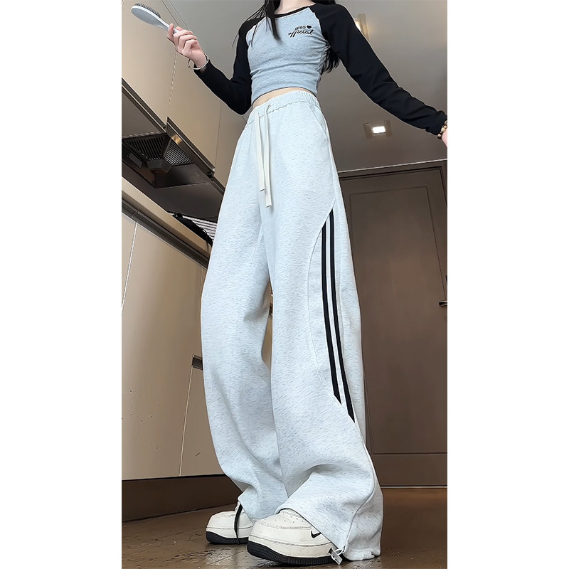 卫裤秋季侧边条纹拼接运动裤子直筒休闲裤女B329-J938P45控68,男装休闲裤,电商B329
