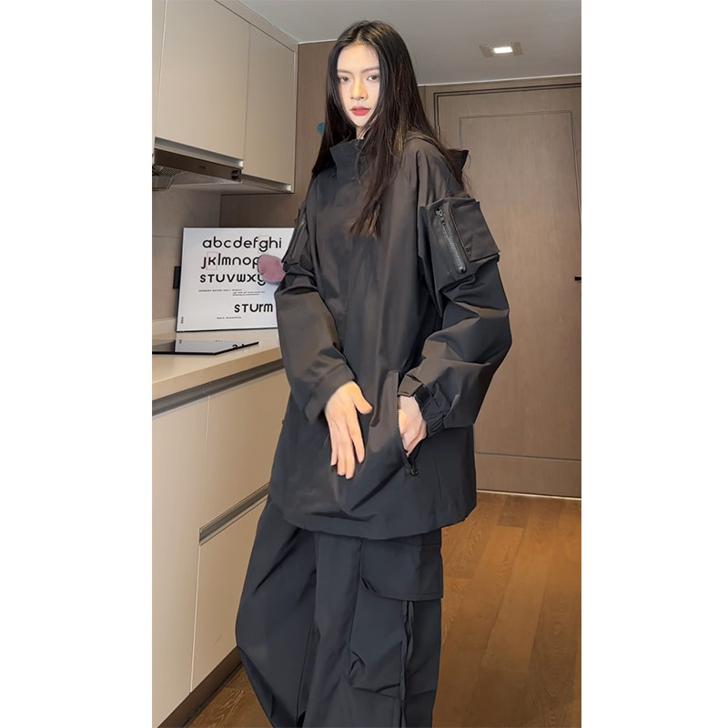 机能风连帽外套男生春秋季美式高街户外运动登山潮牌宽松大码夹克,男装夹克,电商B329