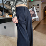 春季垂感丹宁女牛仔西装阔腿裤高腰休闲直筒裤WH5111P55控78，男装西服套装，电商B329