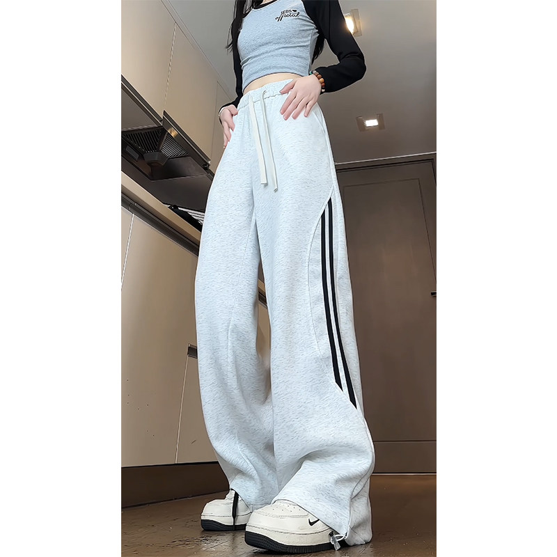 卫裤秋季侧边条纹拼接运动裤子直筒休闲裤女B329-J938P45控68,男装休闲裤,电商B329