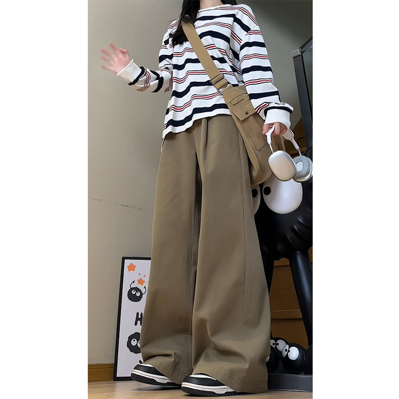 春季工装裤女秋设计感高腰直筒老钱风阔腿长裤WJ1623P60控88,男装工装外套,电商B329