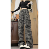 2026春季美式迷彩中性水洗阔腿裤男女牛仔裤GY7005P58控88Q，男装牛仔裤，电商B329