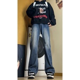 港风2026春季美式微喇裤复古印花宽松牛仔裤水洗KS859P52控78，男装牛仔裤，电商B329