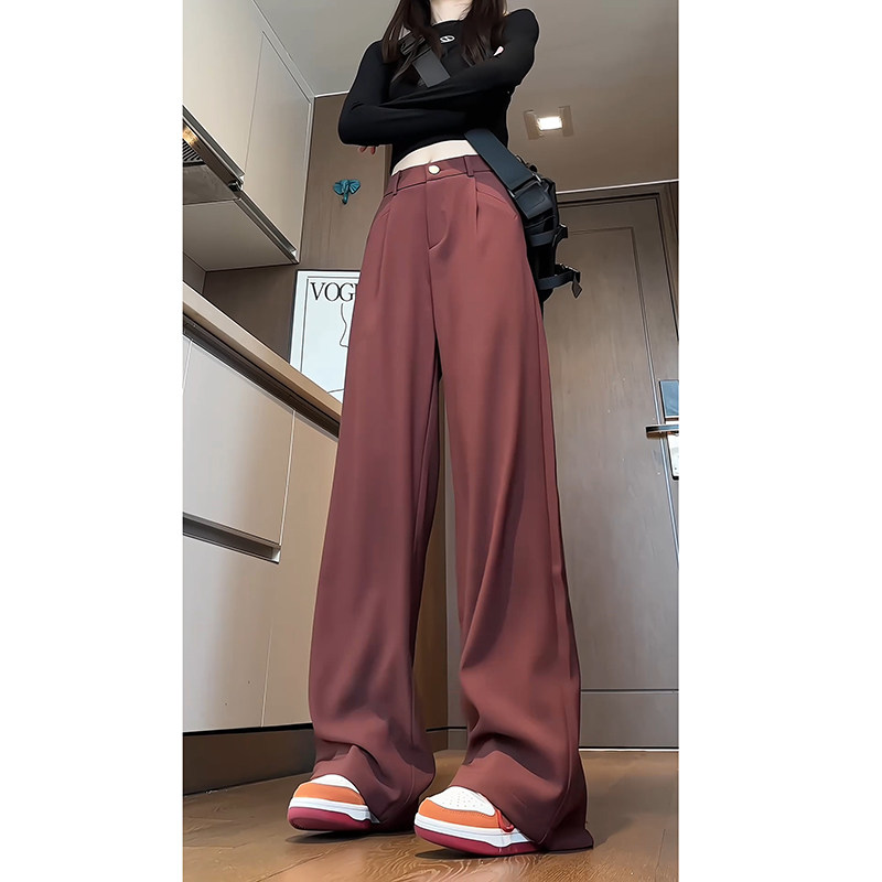 春季百搭直筒安哥拉红女西装裤子休闲裤WH6803P55控78，男装西服套装，电商B329