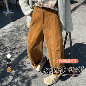 冬季厚款阔腿弯刀裤灯芯绒休闲女裤子WH6931特批54没差价图片
