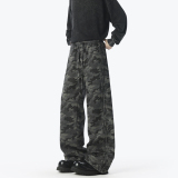 2025秋季美式无影墙迷彩直筒水洗阔腿裤男女牛仔裤GY73507P52控78，男装牛仔裤，电商B329
