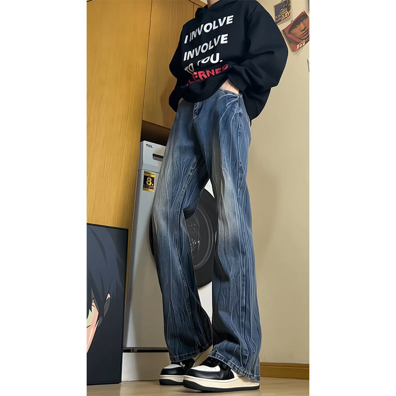2025春季美式复古印花宽松牛仔裤水洗B329-KS859P52控78,男装牛仔裤,电商B329