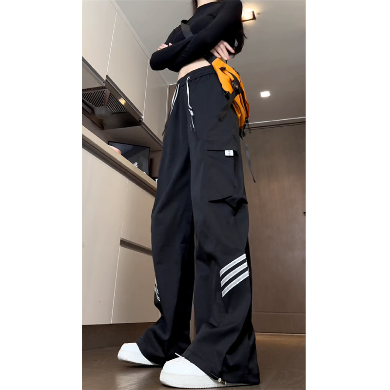 春季美式机能阔腿休闲裤女工装裤拖地长裤子WJ20551P55控78,男装工装外套,电商B329