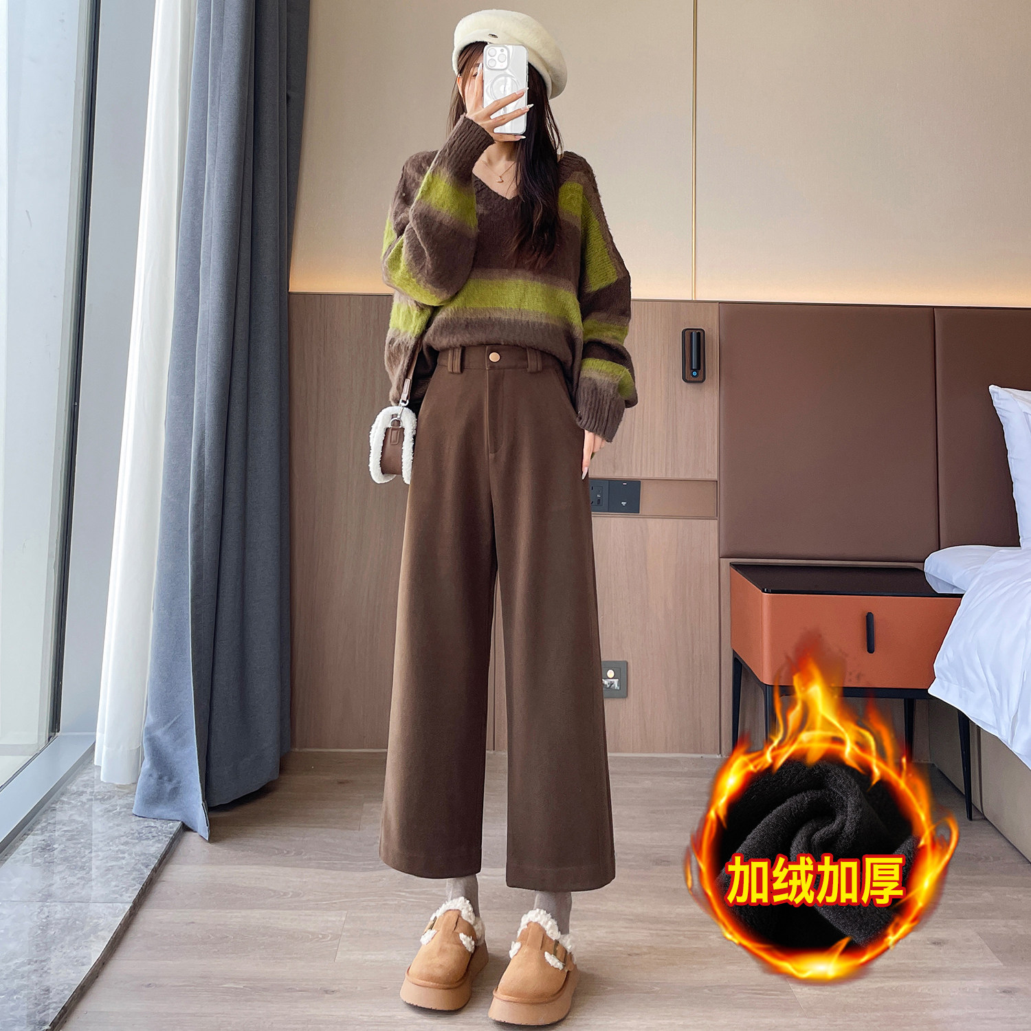 高品冬季加厚女九分裤休闲裤子WH5103加绒P58泥料特批没差价,男装卫衣,电商B329