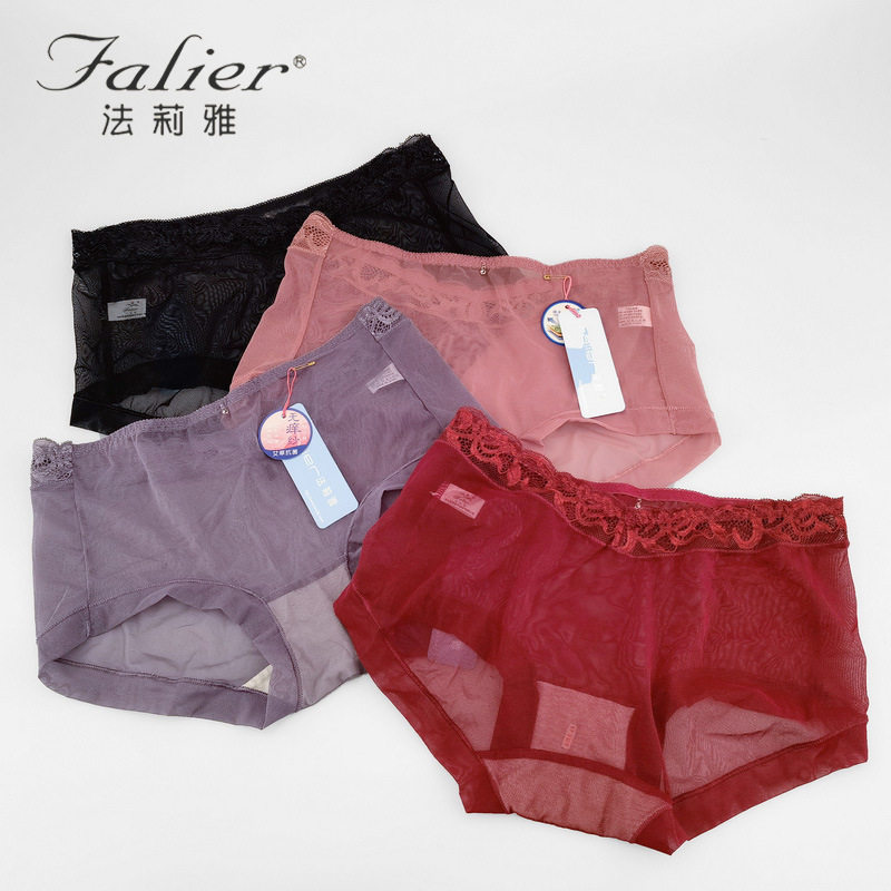 法莉雅女士内裤网纱性感蕾丝吸湿排汗无痒纱抗菌弹力少女三角裤