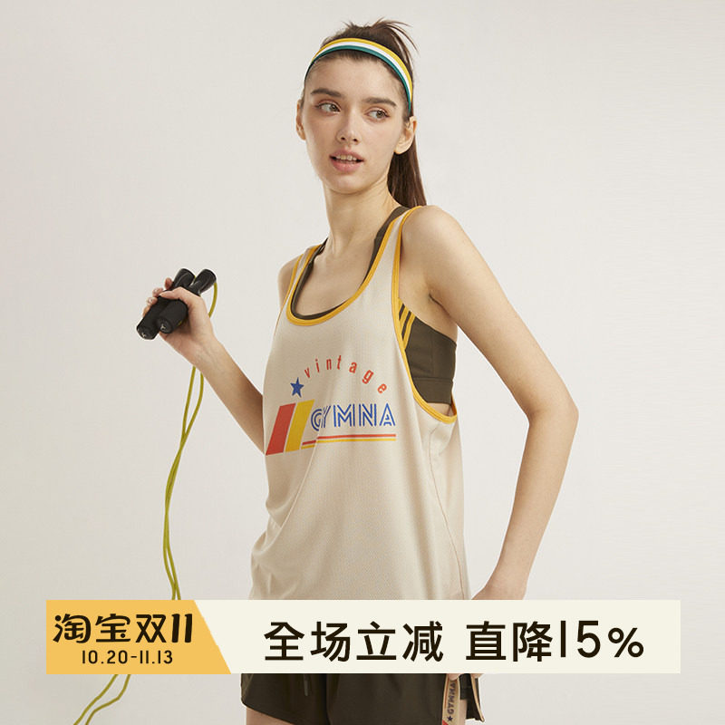 小溪家复古学院运动风休闲背心宽松网眼透气跑步健身服吊带上衣女