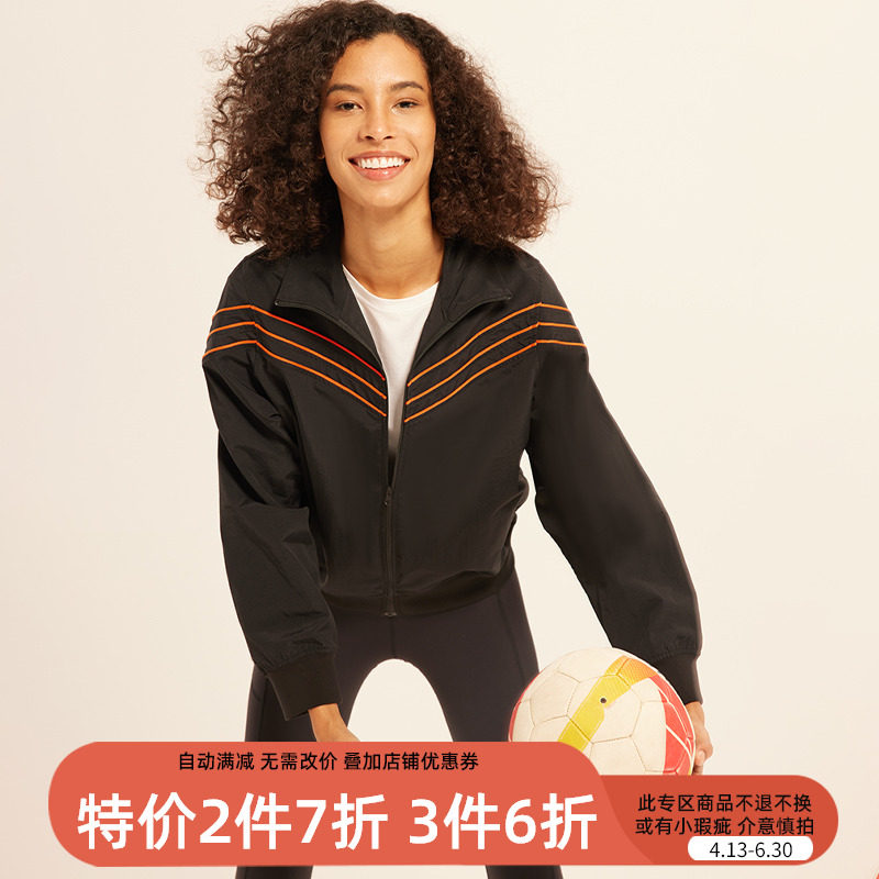 小溪家复古学院风运动外套防水拼色宽松休闲跑步训练服夹克女新款
