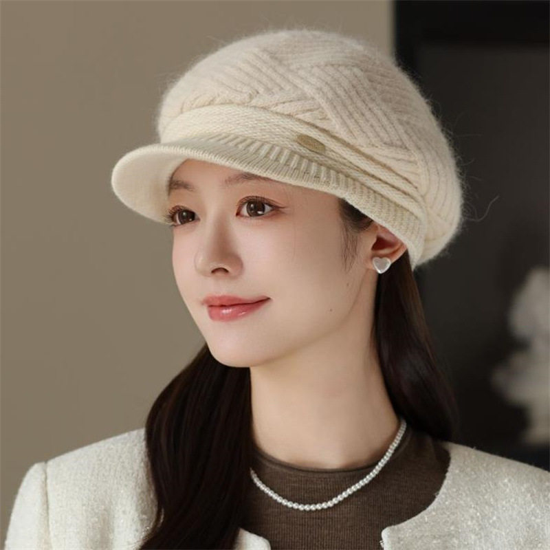 新款针织护耳帽子毛线帽加绒加厚保暖妈妈帽中年女士冬天户外防寒