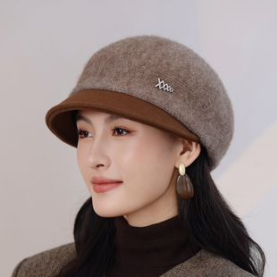 秋冬季保暖鸭舌帽针织帽贝雷帽毛线帽女款帽子新款加厚韩国显脸小
