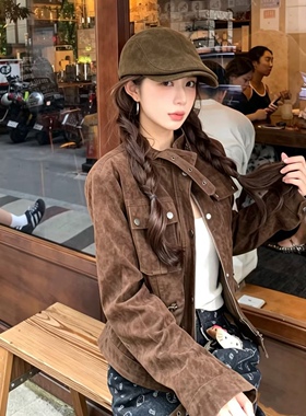 新款时尚麂皮绒前进帽女