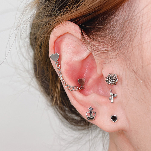 钛钢复古玫瑰花和复古小皇冠