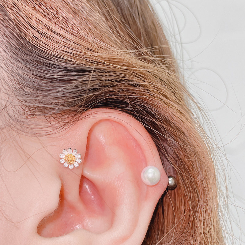 猴子家925纯银女夏季软骨钉耳钉