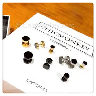 耳钉健身运动耳钉 黑色滴油个性 杠铃拧扣耳钉 钛钢手术钢男士