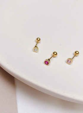 2025新款春天气息彩色闪钻迷你小圆钻小水滴形mini耳骨钉单只价