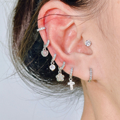 迷你耳边耳屏圈超闪微镶满钻耳圈钛钢ins风个性 潮酷耳圈银耳骨圈