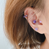 猴子家ACC钛钢粗大钻超闪耳骨钉螺丝拧扣欧美彩色耳蜗钉pony韩国