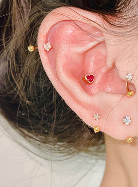 钛钢U型圆形星星闪钻耳骨圈螺丝拧扣简约半耳圈rook小耳sung耳钉