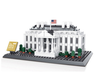 万格4214美国华盛顿白宫小颗粒建筑积木拼装玩具益智摆件模型